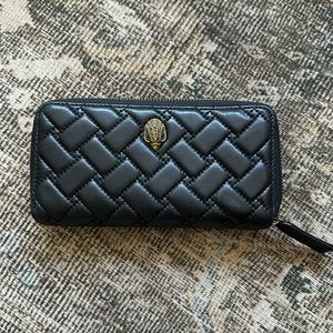 Kurt Geiger Black Leather Quilted Zip Around Wallet